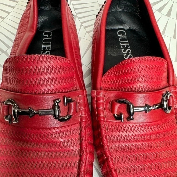 MENS RED GUESS ADLER‎ LOAFERS - Picture 7 of 8